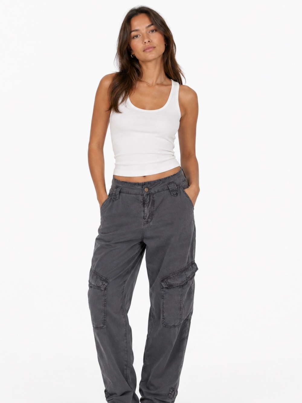 Young Fabulous & Broke Grey Cargo Pants With Large Pockets Size XS